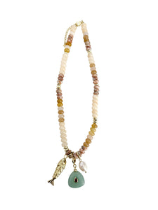 Elikai Beaded Triple Charm Necklace