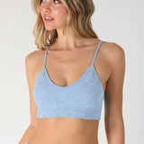 Textured Lace Triangle Cut-Out Bralette – Black