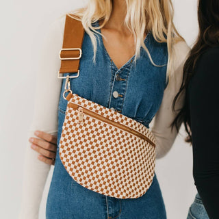 Westlyn Woven Bum Bag: Checkered Brown