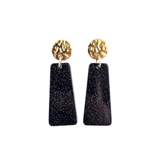 Mia Mini Earrings - Black Glitter // Game Day