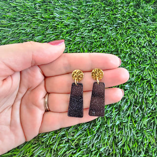 Mia Mini Earrings - Black Glitter // Game Day