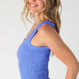 Deep Sea Blue Lace Textured Top