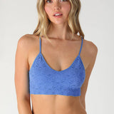 Textured Lace Triangle Cut-Out Bralette – Black