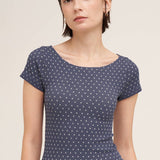 Polka Dot Reversible Cap Sleeve Top – Black