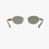 Classic oval Kohv Coco sunglasses with gold front frame and green polarized lenses