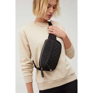 Teo Quilted Belt Bag - Black