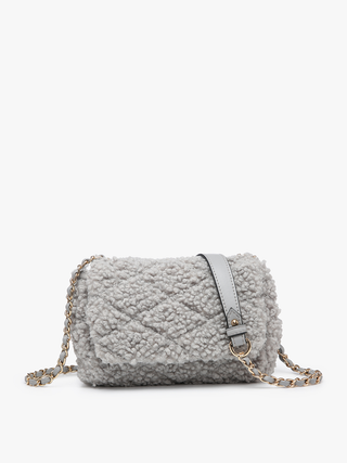 Sofia Sherpa Crossbody w/ Chain Strap: Off White