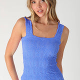 Deep Sea Blue Lace Textured Top