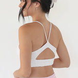 Textured Lace Triangle Cut-Out Bralette – Black