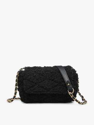 Sofia Sherpa Crossbody w/ Chain Strap: Black