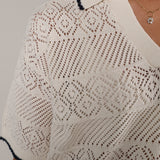 Denman Crochet Polo Sweater