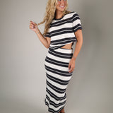 Gail Striped Jersey Midi Skirt