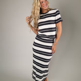 Gail Striped Jersey Midi Skirt