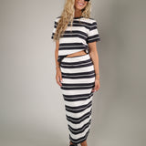 Gail Striped Jersey Midi Skirt