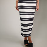 Gail Striped Jersey Midi Skirt