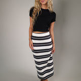Gail Striped Jersey Midi Skirt