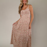 Women's floral dress featuring allover floral print, lightweight fabric, flattering silhouette, casual summer dress for vacations, brunch, and special occasions