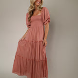 Women's maxi dress with feminine silhouette, lightweight feel, flowy design, summer occasion dress, wedding guest dress, and vacation outfit