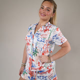 Lightweight pajama top by Z Supply with tropical graphics, short sleeves, and a breezy relaxed fit perfect for lounging.