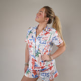 Relaxed fit Z Supply Classic Soley Getaway Shorts with a playful botanical print and breezy warm-weather style.