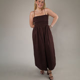 Sleeveless Z Supply maxi dress in a rich Chocolate Cherry shade with a soft draped silhouette and romantic effortless style.
