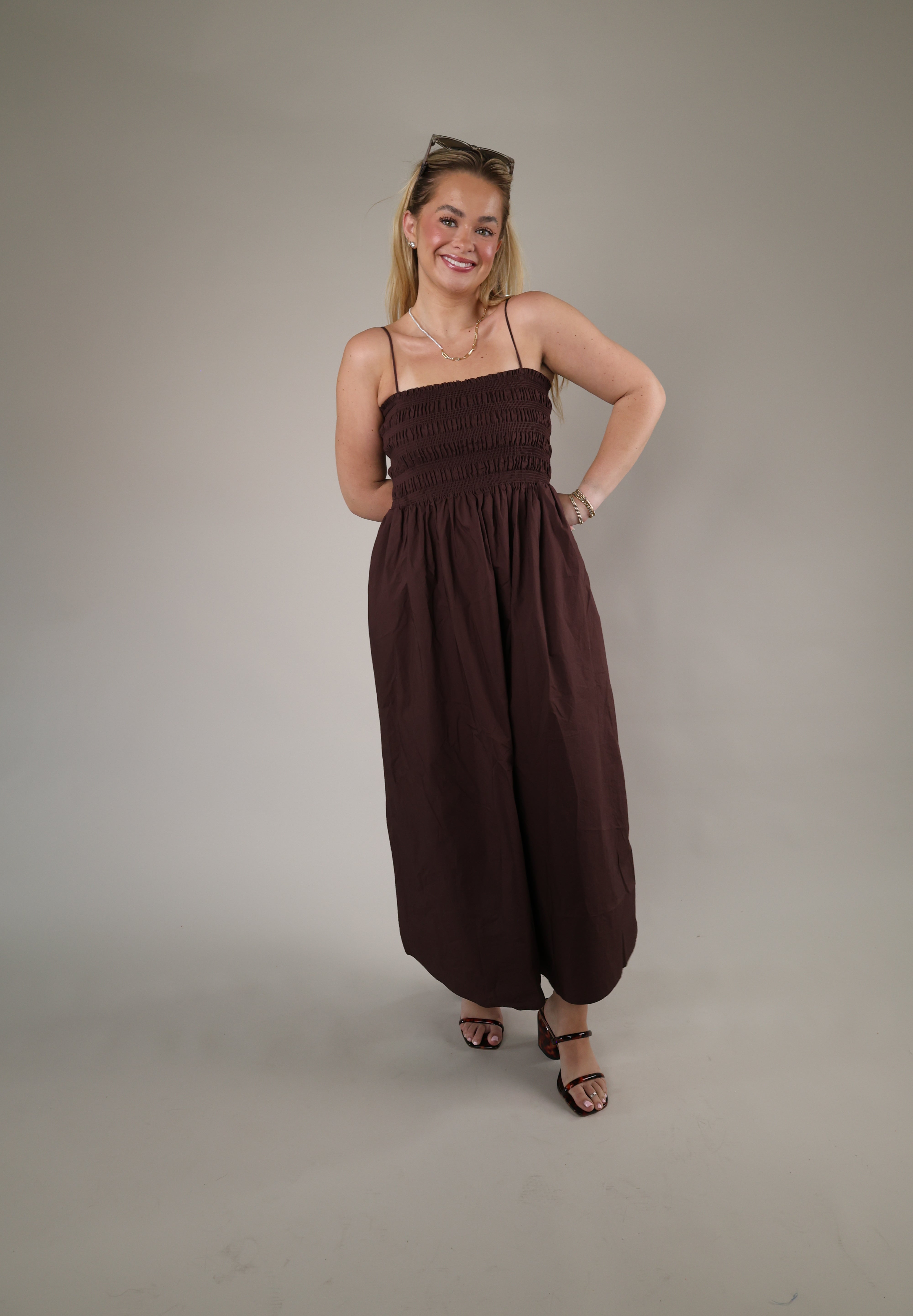 Sleeveless Z Supply maxi dress in a rich Chocolate Cherry shade with a soft draped silhouette and romantic effortless style.