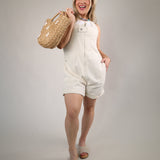 Free People Jude Shortall in ecru featuring relaxed short overalls for effortless summer styling