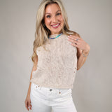 Relaxed fit sleeveless knit tank in a neutral tea shade perfect for layering or wearing solo