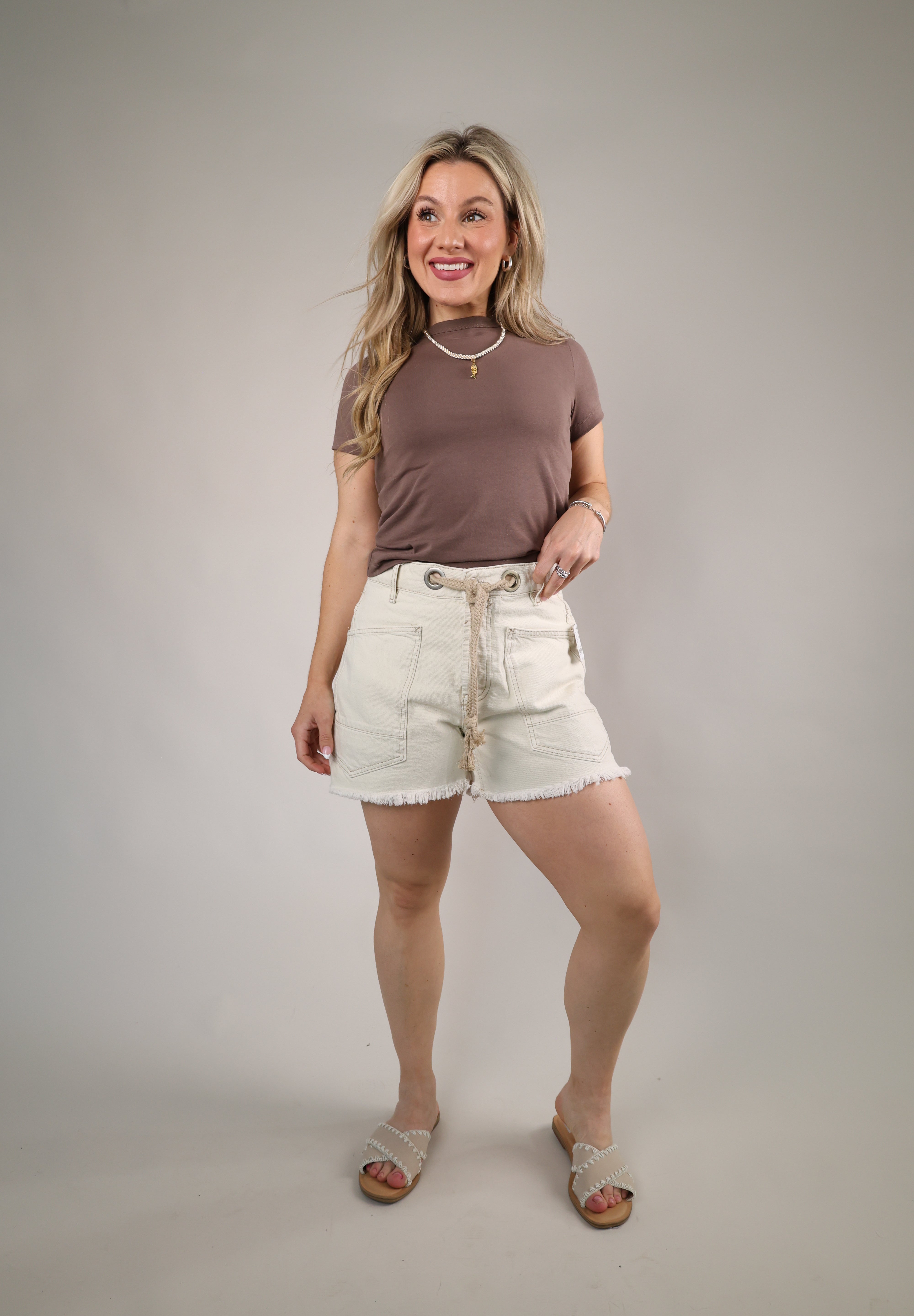 Free People Moxie Shorts in white featuring a relaxed slouchy fit and oversized utility pockets