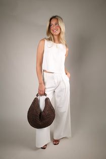 Shear Boutique Pistola Delphine Pleated Wide Leg Pants in off white with a relaxed tailored silhouette and elegant summer styling