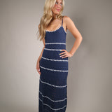 Lightweight striped maxi dress from Shear Boutique with a coastal inspired sleeveless design perfect for beach to brunch outfits