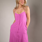 Romantic berry blush midi dress with a fitted bodice and soft flowy feel for elevated summer styling from Shear Boutique