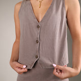 Shear Boutique Noelle Jersey Top styled as an elevated basic with denim, trousers, or shorts for an effortless everyday look
