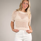 Cream knit layering sweater from Shear Boutique featuring a relaxed modern fit and versatile transitional styling