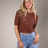 Greata Sweater in Sorrell featuring a cropped silhouette, soft lightweight knit fabric, and effortless everyday style from Shear Boutique