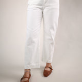 Kacey cuffed boyfriend jeans white relaxed fit mid rise denim cuffed hem