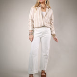 Striped button down shirt white oversized lightweight woven beach cover up style