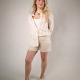 Women’s striped button up shirt white oversized fit casual summer layering top