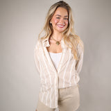 Reese white striped shirt oversized button up relaxed fit casual top