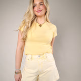 Ryn shrunken tee yellow fitted cropped raglan sleeve t-shirt