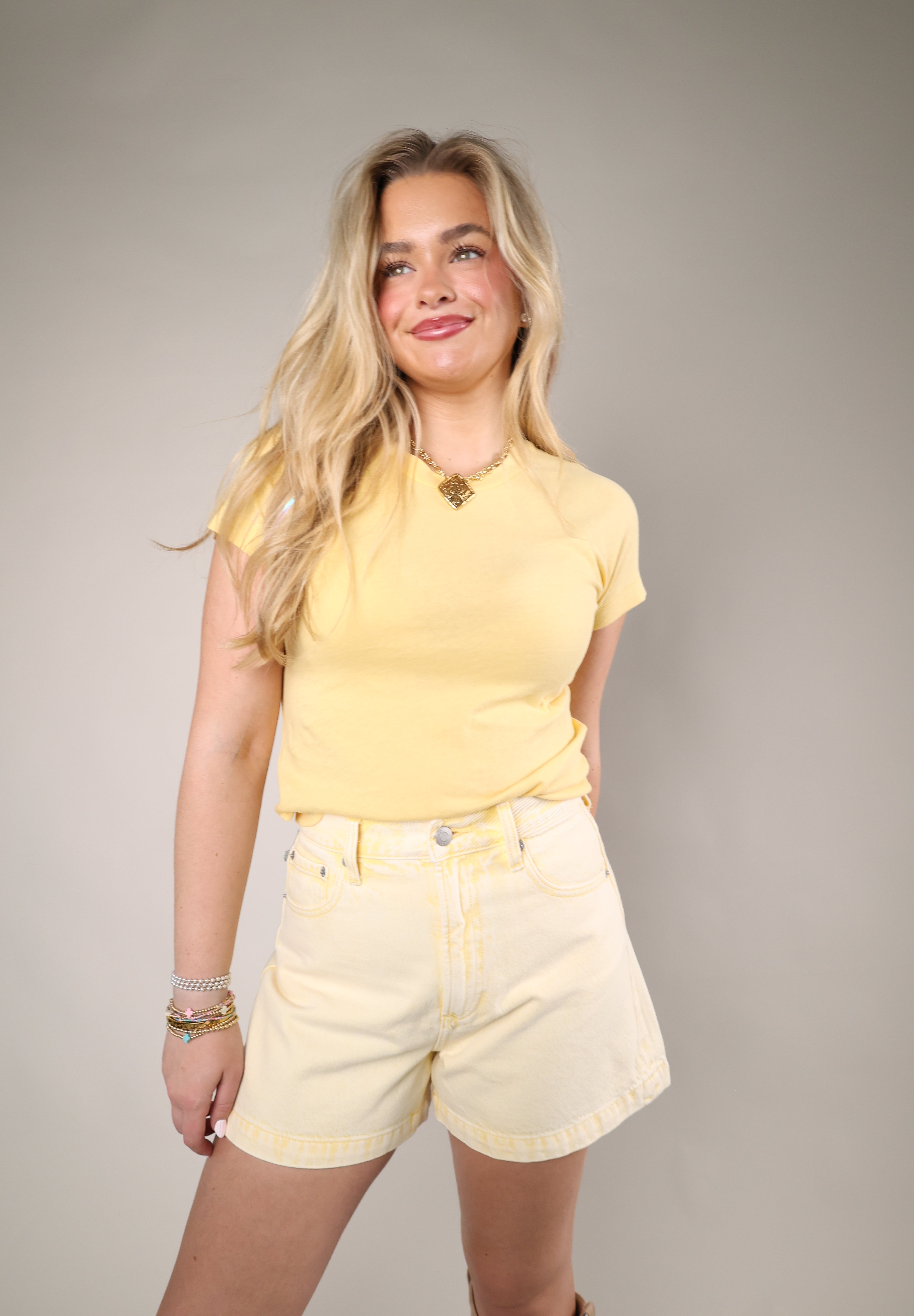 Ryn shrunken tee yellow fitted cropped raglan sleeve t-shirt