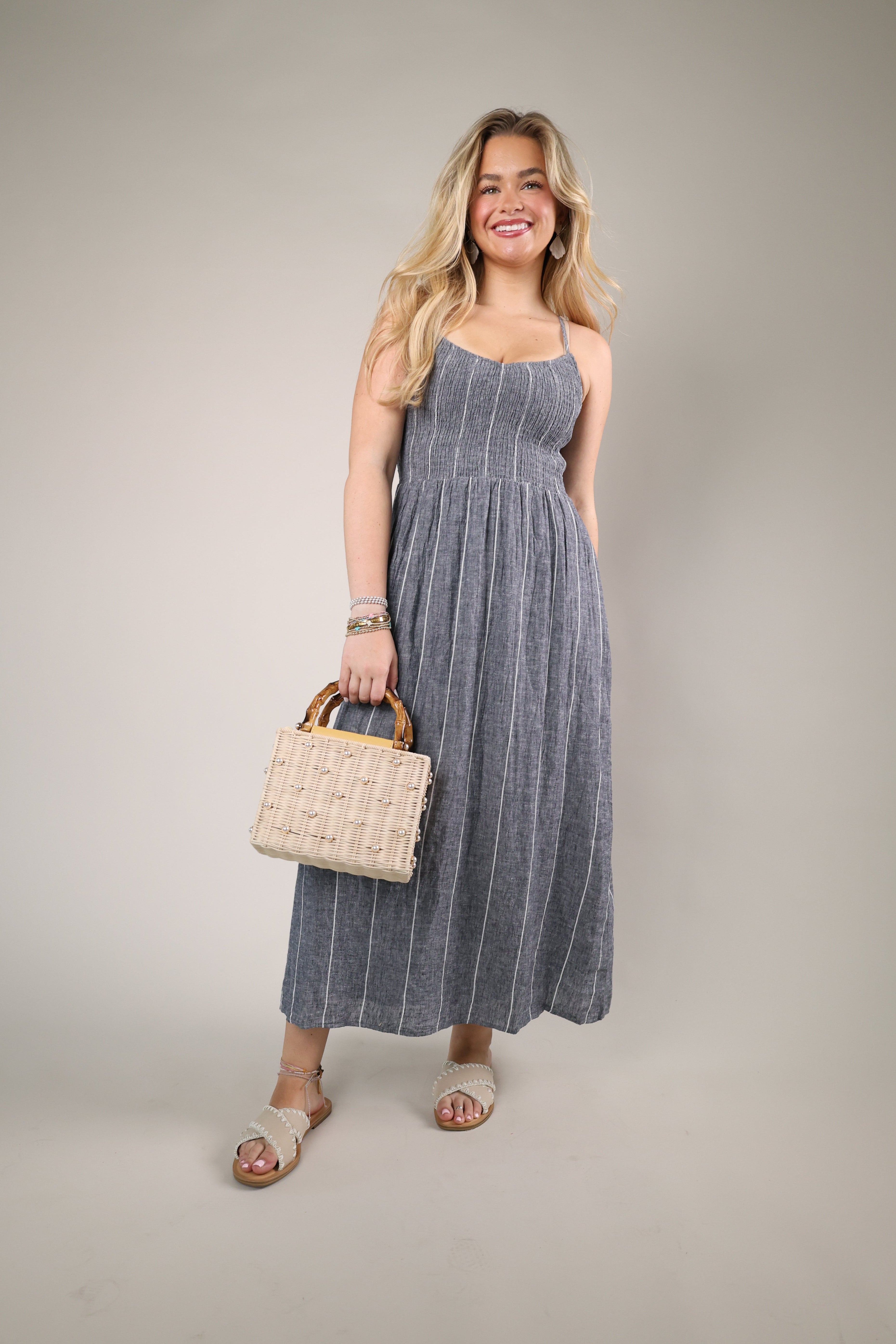 knee length dresses for ladies Palm Broderie Tie Back Maxi Dress in Cobalt Blue – South Beach main image 0