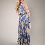 Blue floral maxi dress with elastic waist tiered skirt flowy summer style