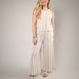 Women’s striped knit tank top white relaxed fit soft lightweight fabric