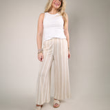 Striped knit pants white wide leg relaxed fit soft lounge style pants