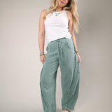 Something Good pant blue striped barrel leg drawstring cotton pants relaxed fit