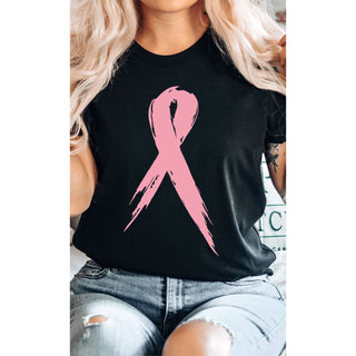 Breast Cancer Ribbon Tee - Black