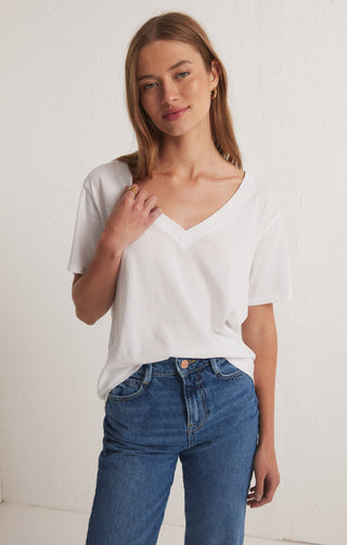 Girlfriend V-neck Tee - White