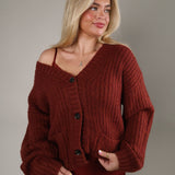 Whitmore Velvet Rouge oversized cardigan with chunky ribbed knit from Shear Boutique in Olney, Maryland