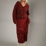 Whitmore oversized Velvet Rouge cardigan styled over a tee for a cozy fall outfit